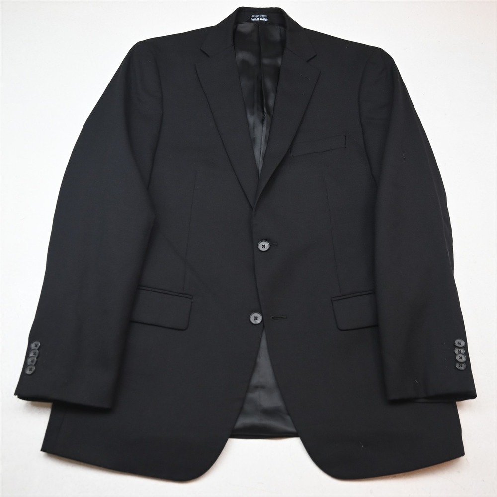 Marc Anthony 42R Black Hopsack 100% Wool Mens Blazer Suit Jacket Sport Coat